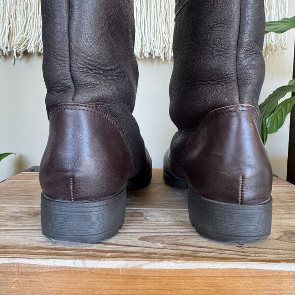 Kelsi Dagger Glenda Brown Leather Shearling Knee High Rubber Sole Flat Boots - Picture 14 of 17